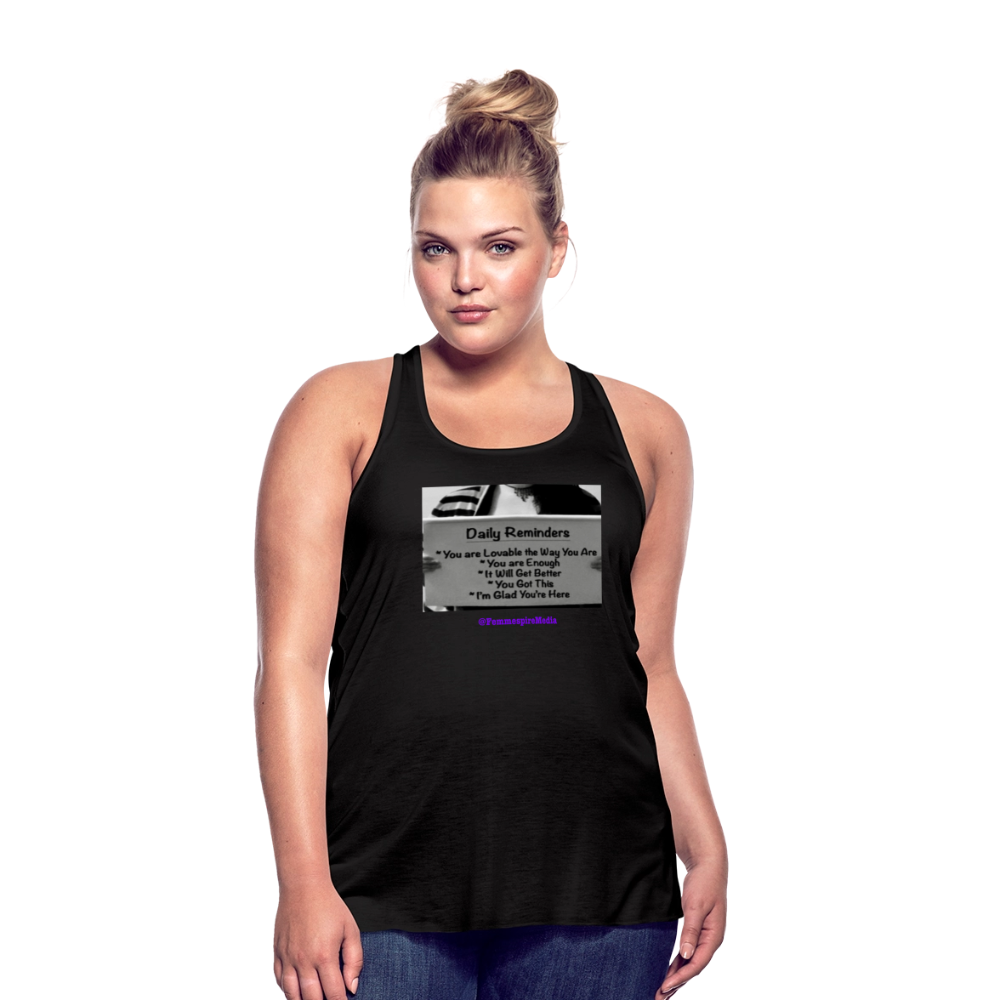 “Reminders” Women's Flowy Tank Top by Bella - black