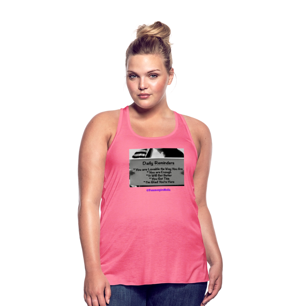 “Reminders” Women's Flowy Tank Top by Bella - neon pink