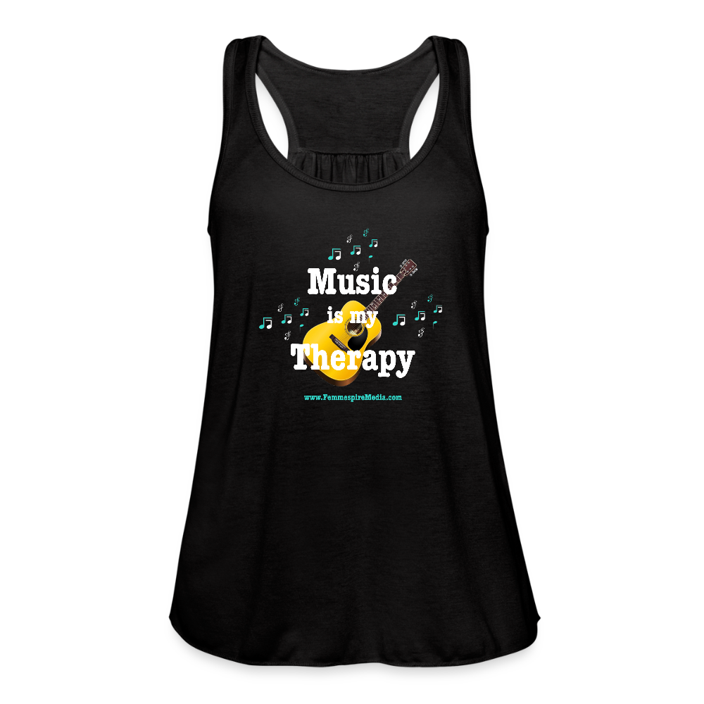 “Music is my Therapy” Women's Flowy Tank Top by Bella - black