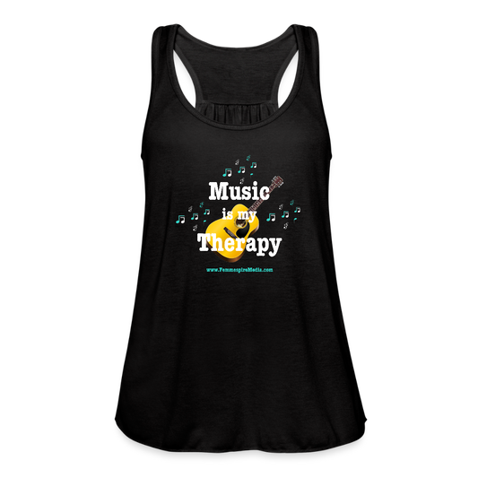 “Music is my Therapy” Women's Flowy Tank Top by Bella - black