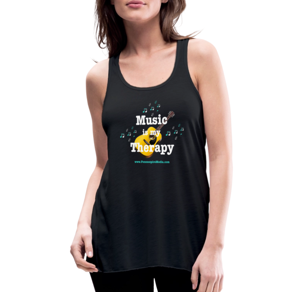 “Music is my Therapy” Women's Flowy Tank Top by Bella - black